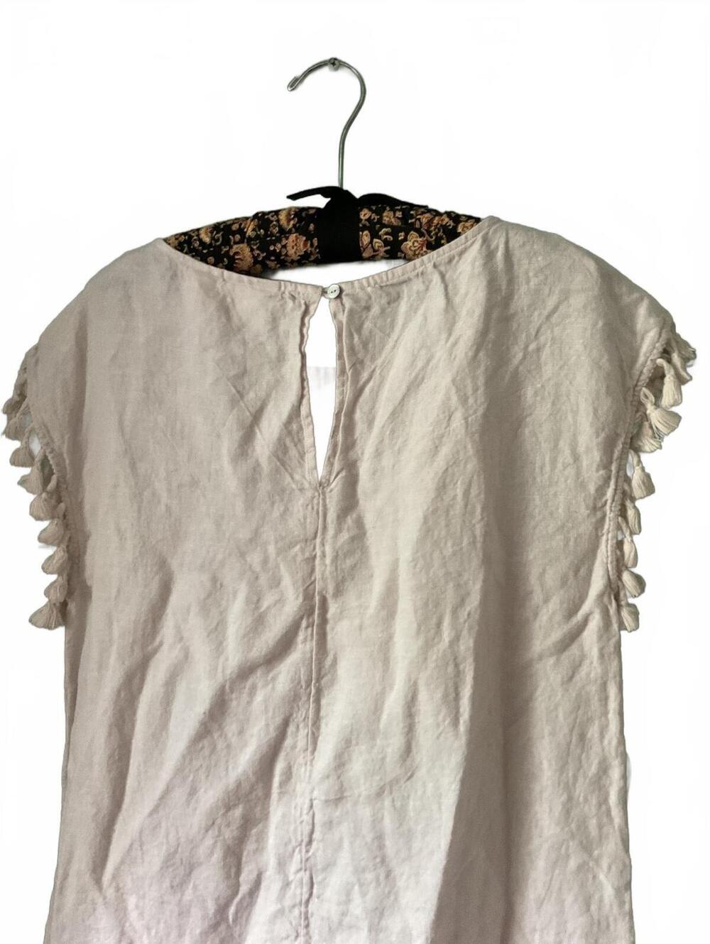 Rachel Ashwell Cream Linen Dress with Tassel Sleeves Size S - Picture 8 of 8